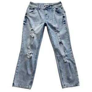 Almost Famous Y2K Distressed Ripped Women's Junior Straight Jeans Size 9 #30